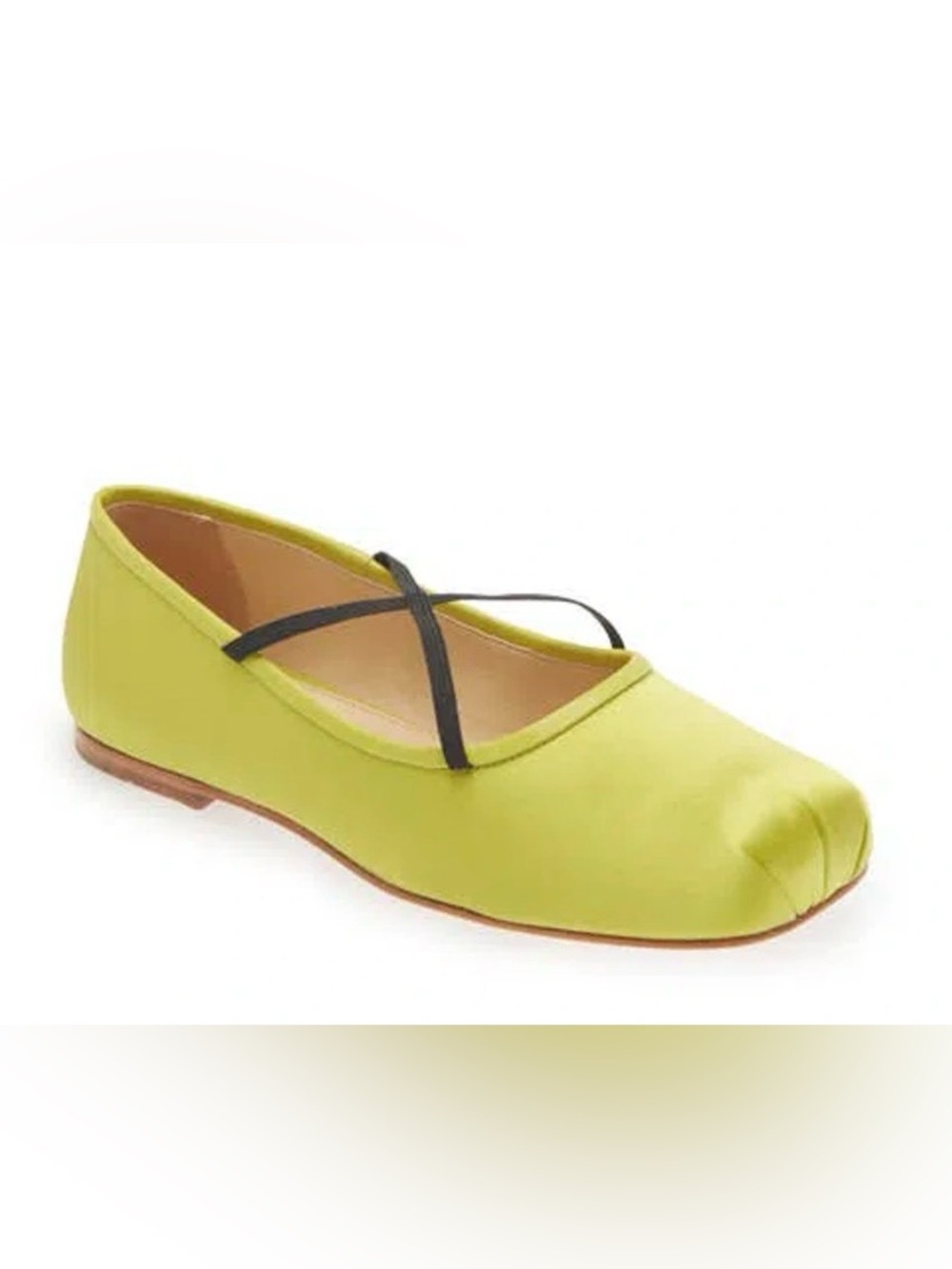 Sandy Liang CRISS CROSS POINTE mary Jane IN CHARTREUSE SATIN